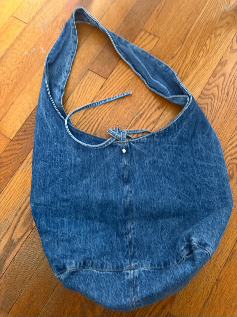 Damson Madder denim tote. Denim Tote Bag with Embroidered 'DM' Monogram - Picture 2 of 5